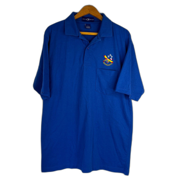 Crystal Springs Bright Blue Polo Shirt Mosquito Embroidered Logo Size Large - Picture 1 of 9
